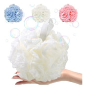 3 Mjuka Stora Duschsvampar XL Tjocka Vita Badblommor Nät Loofahs Bollar Rosa Blå För Kroppsrengöring