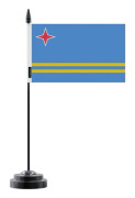 Bordflagg - Aruba - 14 x 21 cm - Polyester - Plaststång - Tryck Fram/Bak Flerfärgad
