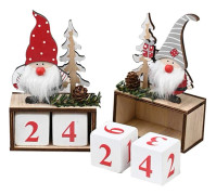 2 st trä jul nedräkningskalender, tomte kalender