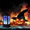 Halloween-tema LED-ljusljus Retro fyrhörnig lykta hängande prydnad för hemträdgårdsdekoration