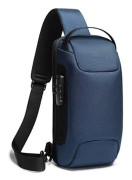 Bröstväska för män, Crossbody-väska för män, Vattentät stöldskyddsväska med USB-laddningsport - Blå Blue