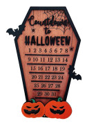 QQ-Halloween Nedräkningskalender Trä Kista Advent 31 Dagars Bordskalender Pumpa Ornament för Barn Vuxen Hemdekorationer