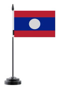 Bordduk - Laos - 14 x 21 cm - Polyester - Plaststång - Tryck Fram/Bak Flerfärgad