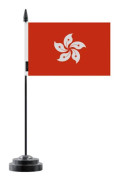 Bordflagg - Hong Kong - 14 x 21 cm - Polyester - Plaststång - Tryck Fram/Bak Flerfärgad