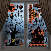 98 st Halloween Dekorationer | 8 Ark Halloween Fönsterdekorationer I Halloween Fönsterklistermärken Fladdermöss Spindlar Dubbelsidiga Klistermärken |