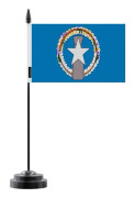 Bordduksflagga - Norra Marianerna - 14 x 21 cm - Polyester - Plaststång - Tryck Framsidan/Baksidan Flerfärgad