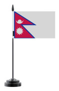 Bordflagga - Flerfärgad - Nepal - 14 x 21 cm - Plaststång - Tryck på Fram- och Baksidan Flerfärgad