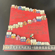Jultomten Slott Nedräkning Adventskalender Julklapp Träkalender Ornament Dekoration[BT] röd