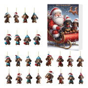 Jul Adventskalender med Tomteluva och Valphänge, Jul Tax Presentask[BT] Stil B