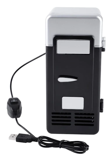 LED Mini USB-Kylskåp för Drycker och Burkar - Svart Bärbar Kylbox och Värmare