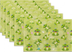 Grodblommor Linne Bordstabletter Set om 6, 30x45 cm Söta Tecknade Tvättbara Bordsunderlägg Värmebeständiga Bordstabletter för Hemfest Kök Matsalsdekoration