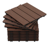 Set med 11 terrassplattor Fyrkantiga plattor – skarvpaneler DIY – 11 stycken/1 m² 30 x 30 cm Perfekt för trädgården eller balkongen Brun