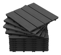 Set med 11 terrassplattor Fyrkantiga plattor – skarvpaneler DIY – 11 stycken/1 m² 30 x 30 cm Perfekt för trädgården eller balkongen Antracit