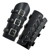 Medeltida PU Läder Spänne Armskydd, Riddare LARP Retro Renässans Armskydd, En Storlek Ett Par
