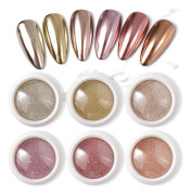 Chrome Nagelpuder, 4 Färger Metallic Spegeleffekt Chrome Puder Glansigt Nagelkonst Glitterdamm Kit för Spegel Manikyr Gellack Dekoration
