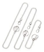3-pack Kedje-set, Fickkedja Plånbokskedja Silver Nyckelring med Två Hummerlåsnyckelringar och Två Nyckelringar (25cm, 45cm, 60cm)