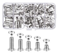 80 Set Chicago Skruvar Assortment Kit 5 Storlekar Runda Kors Huvud Metallskruvar Post Chicago Skruvar Knapp för DIY Läder Dekoration Bokbindning