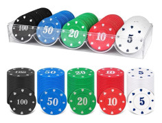 100 st Plast Pokerchips, Spelmarker, 5 Färger Kasinochips, Poker Bingo Chips, för Räknemarkörer, Matematikinlärning