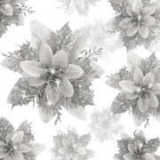 Juldekorationer Glitter Konstgjorda Blommor 20 stycken Silver