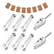 Set med 6 tänger och 2 spatlar för glassmaskiner, rostfritt stål