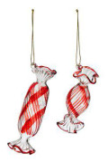 Julhänge Candy Glas Röd (Variant: Höger - Rund - 3x8cm)
