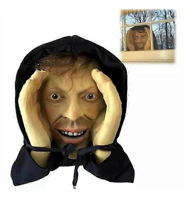 Spooky Peeker Crazy Halloween Decoration, Clown Window Decals for Indoor & Outdoor Party yellow face