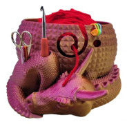 Fantasy Dragon Egg Crochet Bowl Anti-tangle Yarn Holder Embroidery Accessories Red