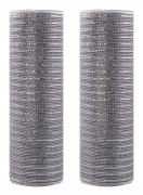 Silver Poly Dekorativt Nätband med Metallfolie 25 cm x 9 meter Varje