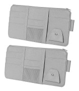 Bilsolskydd, 2 st PU-läder bilinteriör förvaringsficka för kort, körkort, registrering, penna, mobiltelefon, sedel, nyckel, dokument