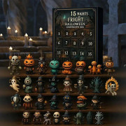 7/15/31 Nätter av Skräck Halloween Nedräkning Överraskningslåda med Figurer, Halloween Adventskalender 2025 Läskiga Mini Dockor Presentförpackningar (15 dagar)