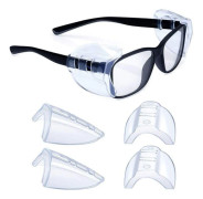 Set med 2 par sidoskydd för skyddsglasögon - Transparenta sidoskydd - Universella sidoskydd - För små och medelstora glasögon