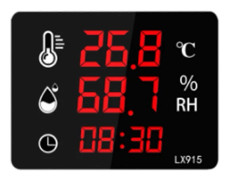Digital Temperatur- och Luftfuktighetstermometer Tidvisning Dubbel Användning LED-Skärm Hög Precision LX915