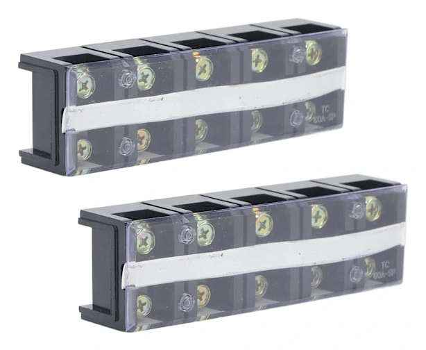|HH| Kopplingsplint Dubbla rader Högströmsskruvplint med lock 600V 60A 2st 5 positioner (605)