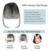 Luggs Hair Clip, 100% Real Human Hair, Thin Bangs, Clip in Air Bangs for Women, Curved Bangs