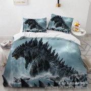2025 Ny Godzilla Tecknad 3D-tryckt Sängkläder Tredelat Set 135*200