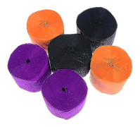 6 st DIY Kreppapper Dekorationer Streamerpapper Festtillbehör för Födelsedag Bröllop Festival Halloween Orange Svart Lila