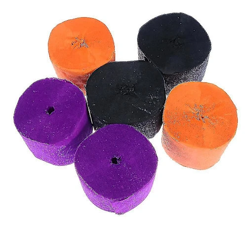 6 st DIY Kreppapper Dekorationer Streamerpapper Festtillbehör för Födelsedag Bröllop Festival Halloween Orange Svart Lila