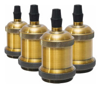 Vintage Edison E27 Sockellampa Hållare, 4 × Tak Sockellampa Bas Retro Lampbas Pendellampa Hållare Pendellampa Adapter Antik Mässing-DE