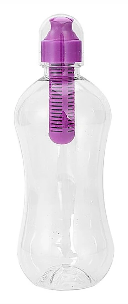 Reseflaska Portabelt Filter Utomhusvandring 550ml Gym Filtrering Hälsosam Dricksflaska-Lila