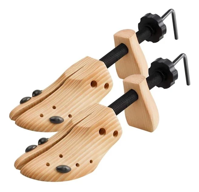 1 Pair Wooden Shoe Trees, Adjustable Size
