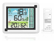 Trådlös väderstation med utomhussensor digital termometer och hygrometer inomhus utomhus justerbar bakgrundsbelysning med stor LCD-skärm för hemmet
