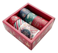 Jul-Washi Tejp, 6 Rullar Dekorativ Washi Tejp, Självhäftande Washi Maskeringstejp Set för DIY Scrapbooking Presentinslagning