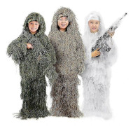 3D Kamouflage Ghillie Kostym Kompatibel med Barn Ungdom Tonåring Jakt grön