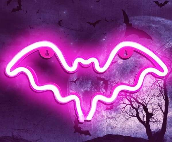 Halloween Dekorationer Neon Fladdermus Ljus Fest & Skämtartiklar