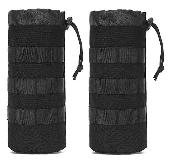 2-pack Vattenflaskväska Taktisk Militär Flaskhållare Hydrering Bärbar Vattenflaskväska Vattenbehållare med Dragsko