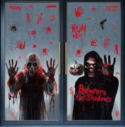 2 Halloween glasdekaler, skräckspöke fönsterdekaler, statiska dekaler Halloween hemdekoration - max BQ493+495