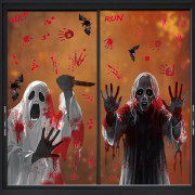 2 Halloween glasdekaler, skräckspöke fönsterdekaler, statiska dekaler Halloween hemdekoration - yux