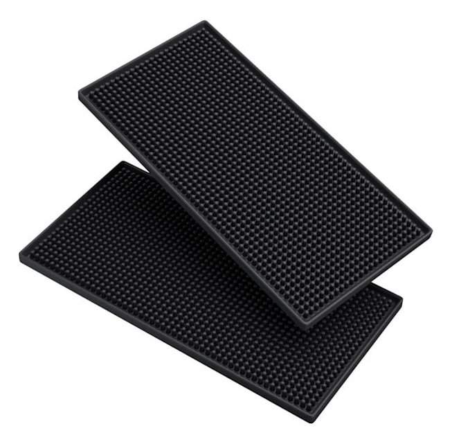 (Svart) 2-pack barmatta PVC gummimatta barmatta underlägg avlopp tjock Rec