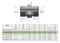 Inch hydraulisk koppling BB 11/16"" ORFS (UNF) Waryński (säljs i set om 2)
