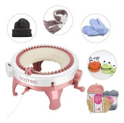 (Rosa) Stickmaskin, 48 Nålar Smart Stickmaskin, Dubbel Stickmaskin Kit, Rund Vävstol Pink